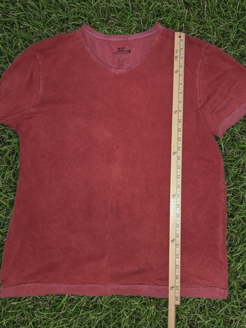 32BarBlue- Washed Burgundy Crewneck Tee Mens L - Picture 8 of 8